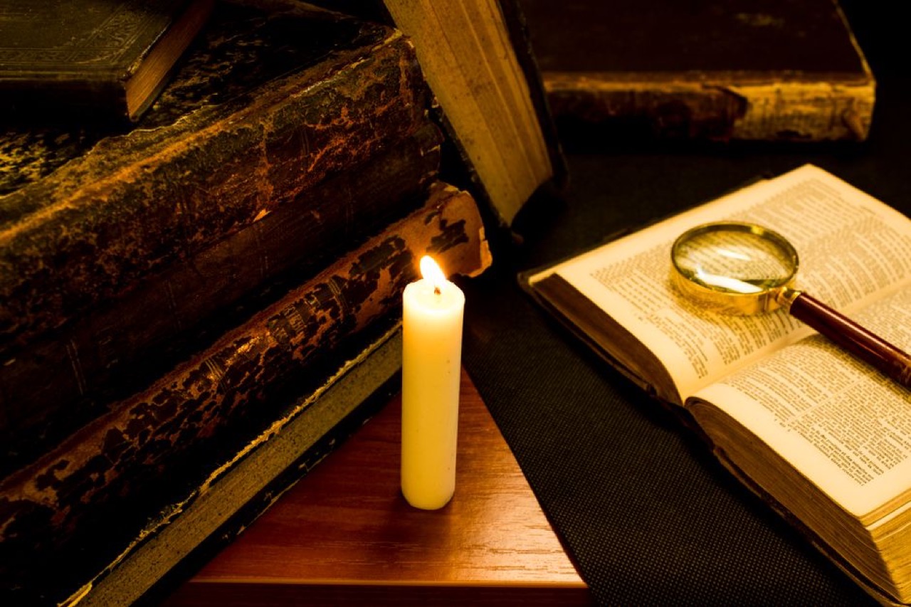 Old book candle - Funeral poems for a service or program