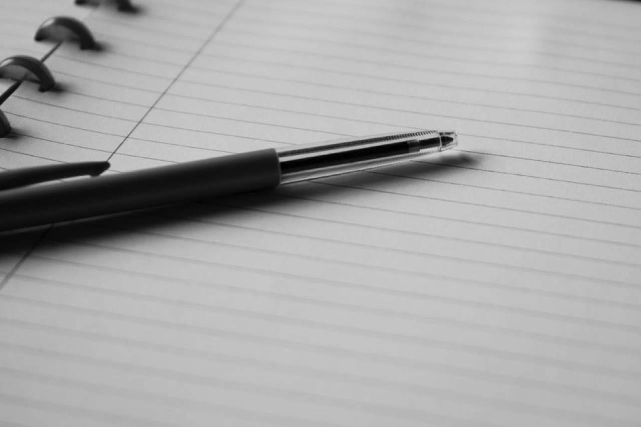 Simple one-page funeral program Open notebook pen - Simple one-page funeral program